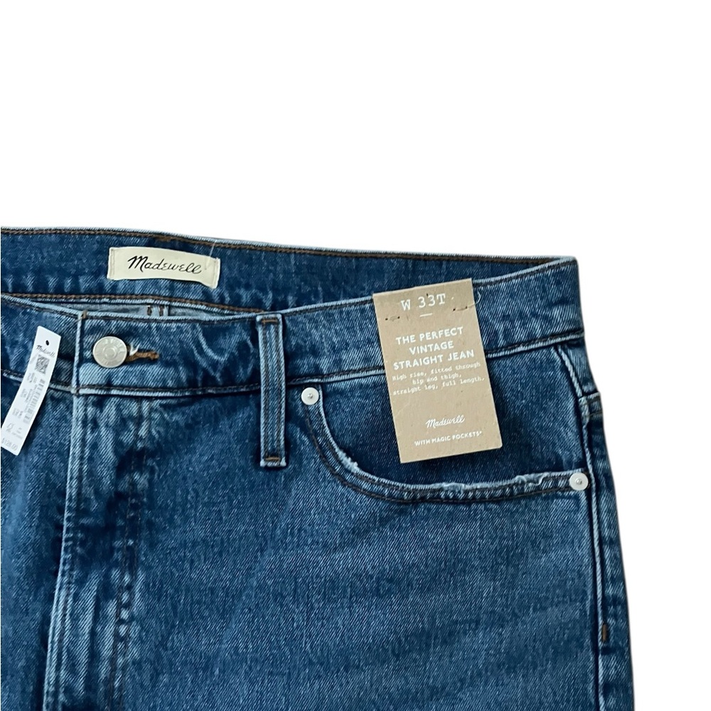 NWT Madewell The Perfect Vintage Straight Jeans Women's 33 Long Tall - Picture 5 of 14